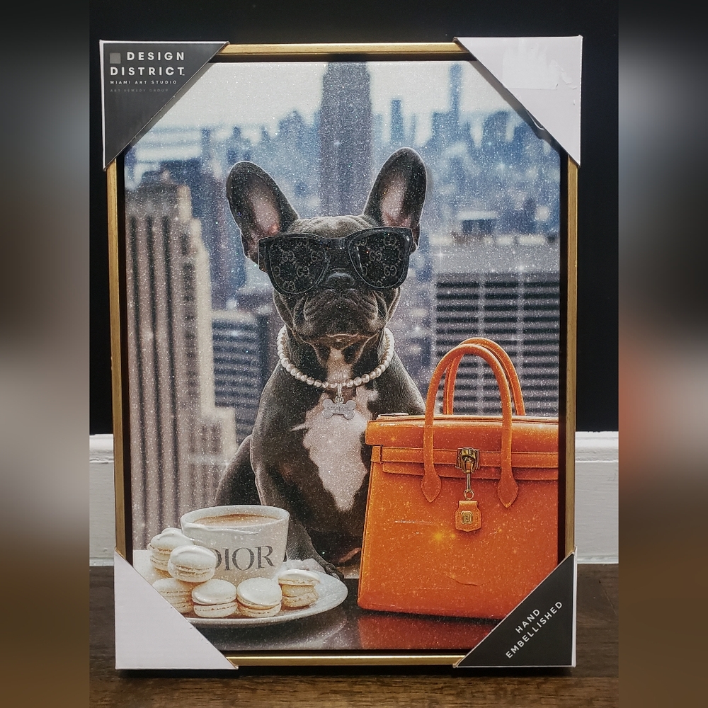 Luxury French Bulldog Canvas Wall Art  Design District Miami Art Studio 16x12